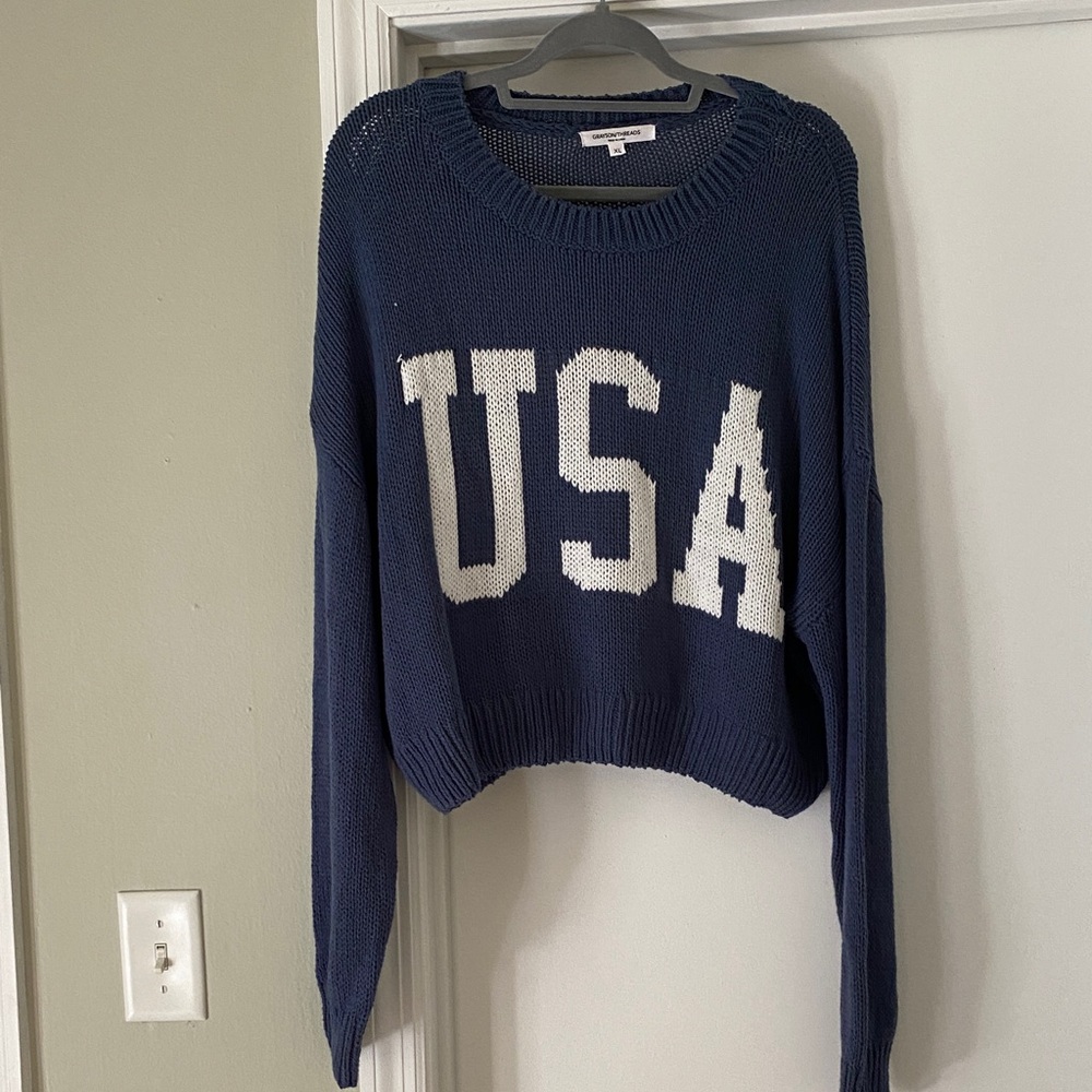 Grayson Threads Navy Blue USA Sweater